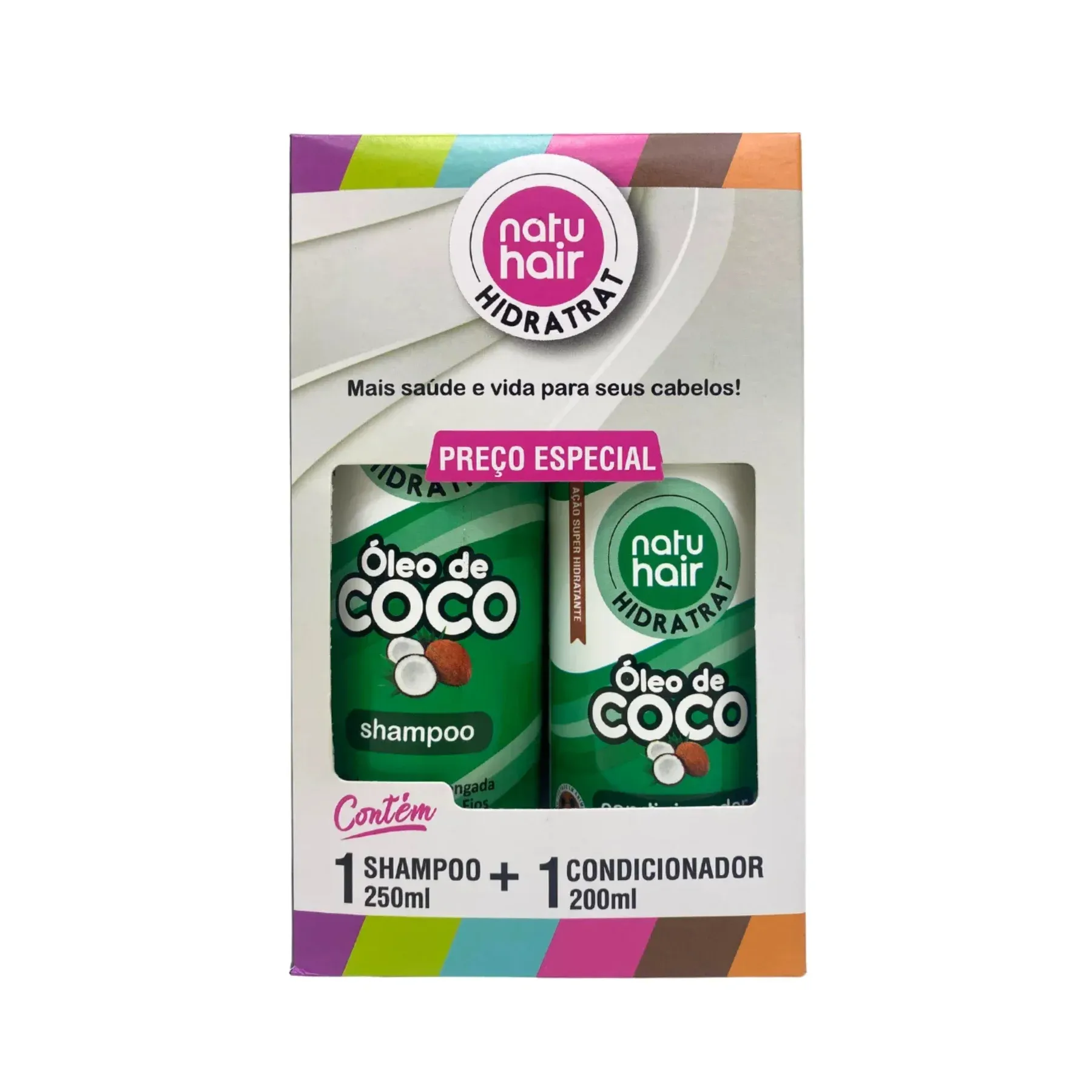 Kit Natuhair Shampoo 250ml + Condicionador 200ml - Óleo de Coco